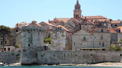 bell tower of st mark’s cathedral in korcula
