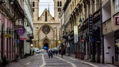 sarajevo city centre - sacred heart catholic cathedral
